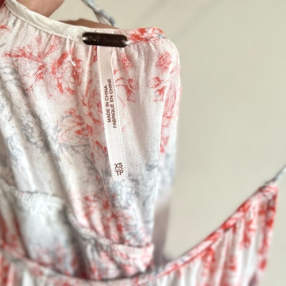 Free People Flutter By Asymmetric Floral  Ruffle Tank Top XS - Picture 11 of 12